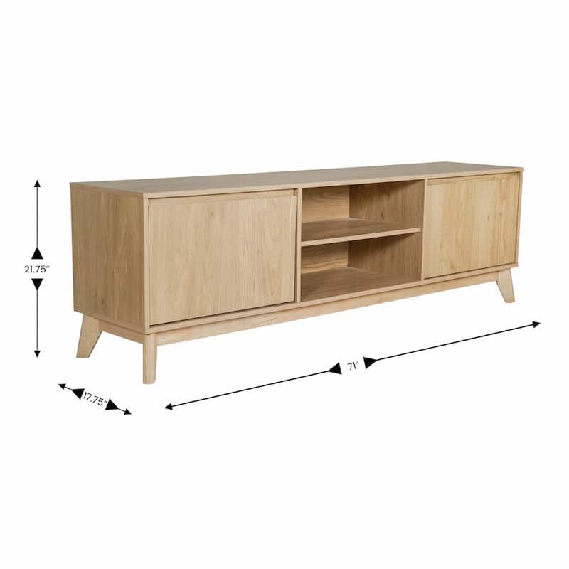 TV Stand with Adjustable Middle Shelf - Dual Soft Close Storage Doors