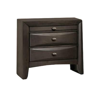 Gray/Nickel 3 Drawer 25.5 in. W Nightstand with Sturdy Knob Pulls