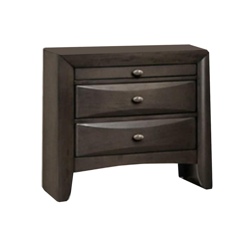 Gray/Nickel 3 Drawer 25.5 in. W Nightstand with Sturdy Knob Pulls