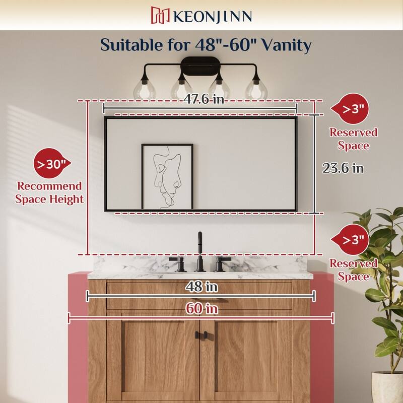 Keonjinn Aluminum Framed Wall Mount Bathroom Vanity Mirror