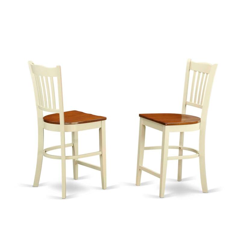 Counter Height Dining Set 5 Piece Boho Kitchen Table & Chairs - Round Wood Table, Buttermilk Cherry Finish