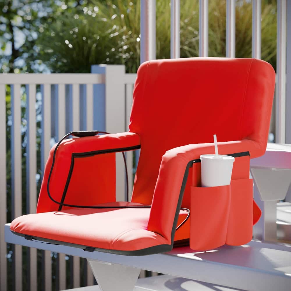 Foldable Reclining Stadium Chair with Backpack Straps and Heated Seat