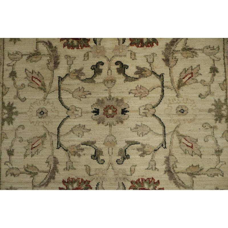 Hand Knotted Oriental 100% Wool Carpet Traditional All-Over Beige & Ivories Ziegler Area Rug - 6' 1'' X 4' 2''