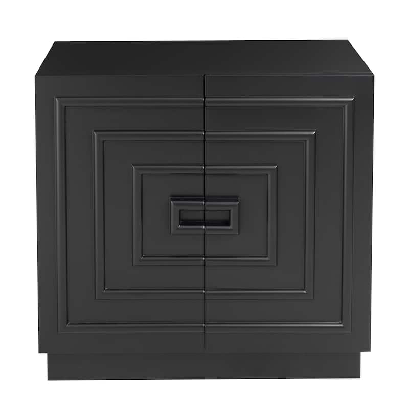 COZAYH Sculptural Modern 2-Door Storage Cabinet, Geometric Rustic Cabinet with Square Pattern, Contemporary Accent Cabinet