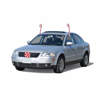 19" White and Red Candy Cane Christmas Car Decorating Kit - Universal Size