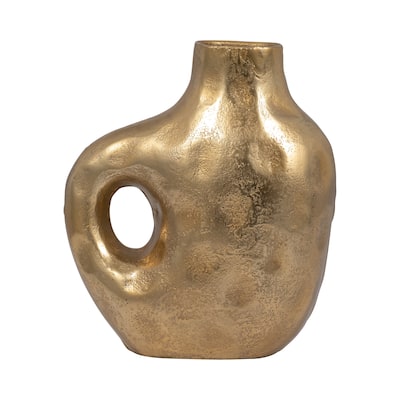 Sagebrook Home Metal Round Hammerd Cutout Vase