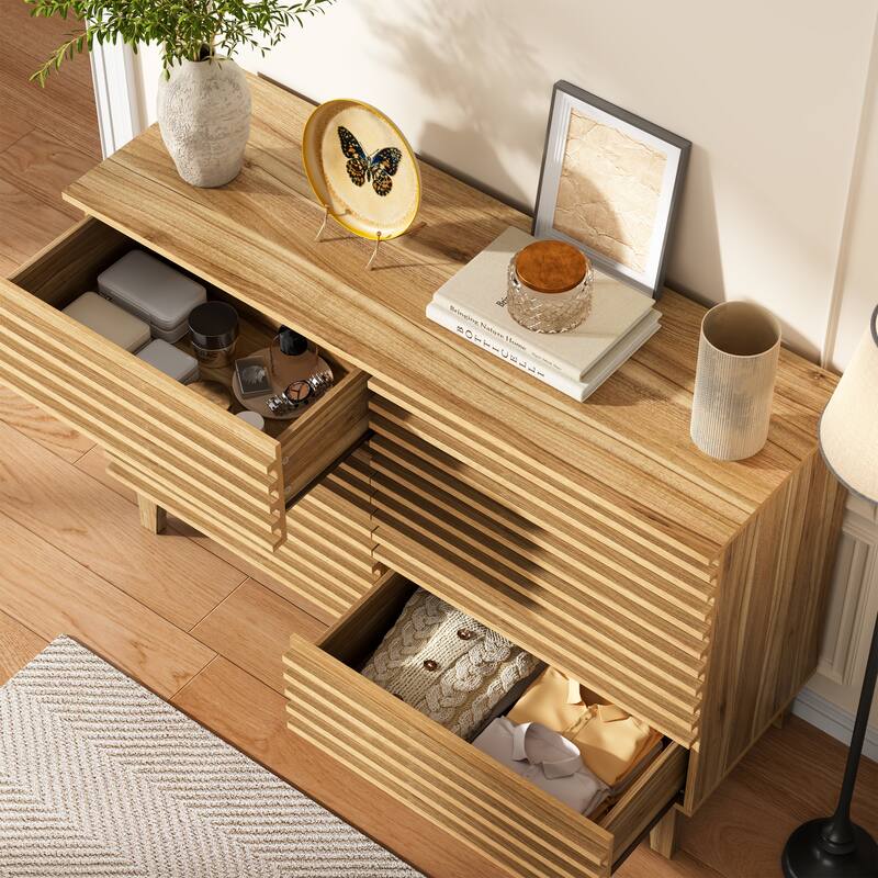 Fluted Dresser for Bedroom with 6 Drawers 47" Wide Chest of Drawers