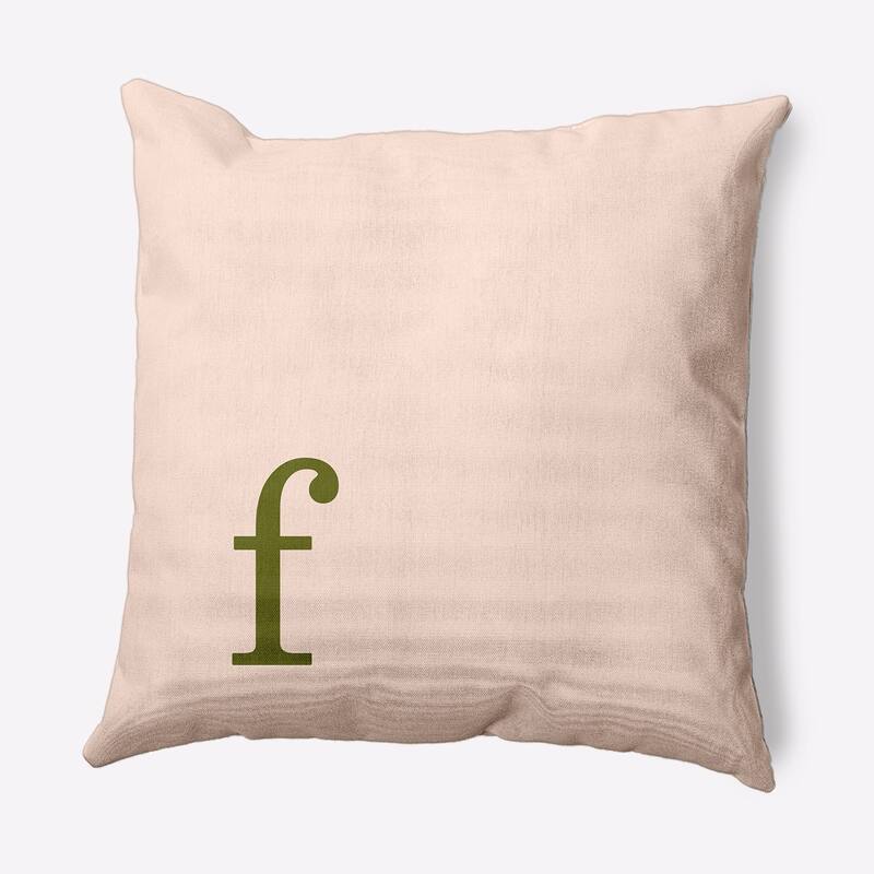 Modern Monogram Indoor/Outdoor Throw Pillow-F - 20" x 20" - Olive