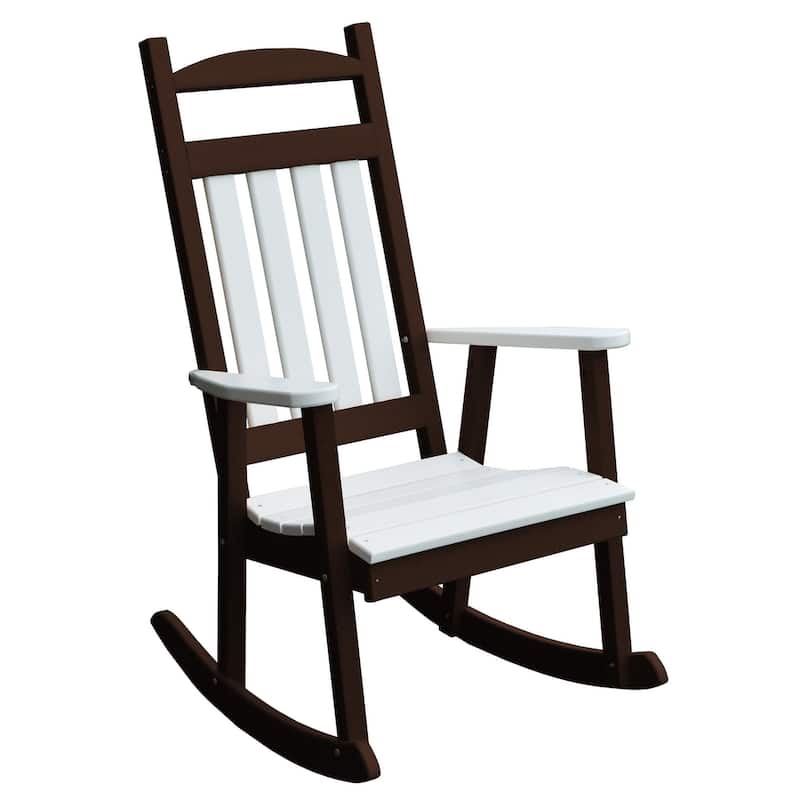 Poly Classic Porch Rocker - Tudor Brown with White Accents