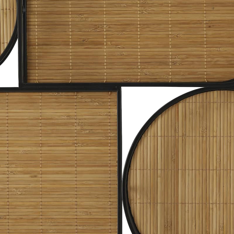 Bamboo Wood Geometric Shapes Wall Decor with Slatted Wood Design - Brown - Roche River Decor