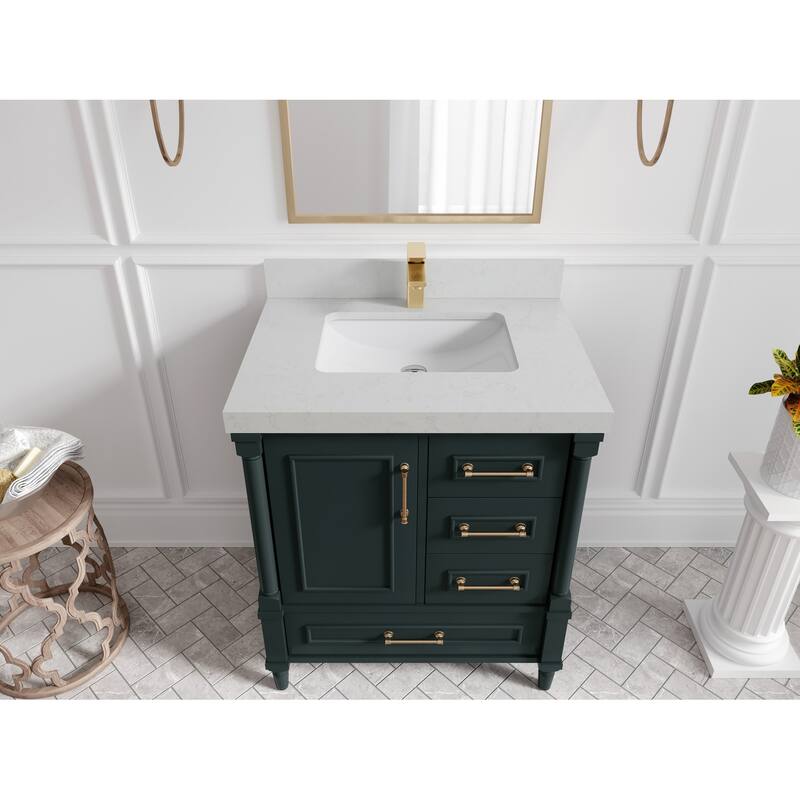 Willow Collections 30 in. W x 22 in. D Aberdeen Single Sink Bathroom Vanity in Dark Forest Green with Countertop