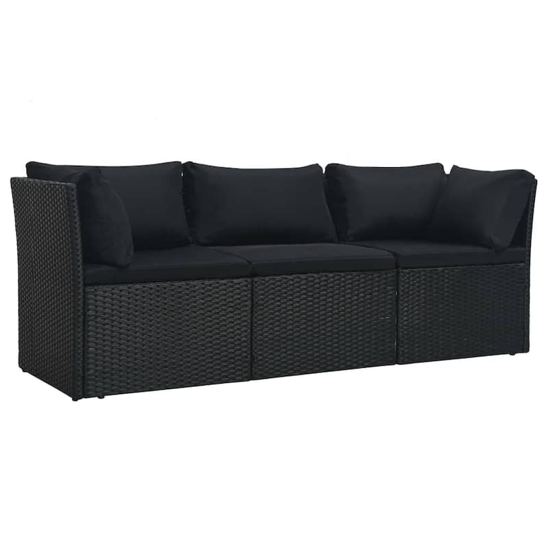 vidaXL Patio Lounge Set Garden Outdoor Sofa with Cushions 4 Piece PE Rattan - 70.9" x 24.8" x 26"