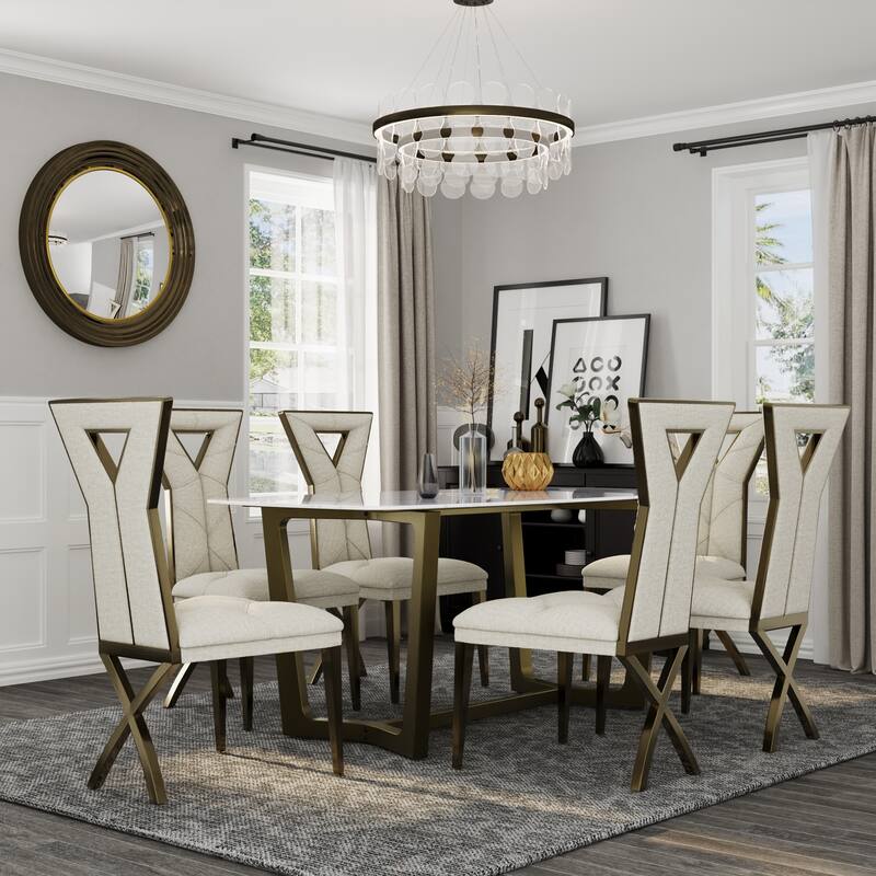 Brushed Bronze Dining Table Set