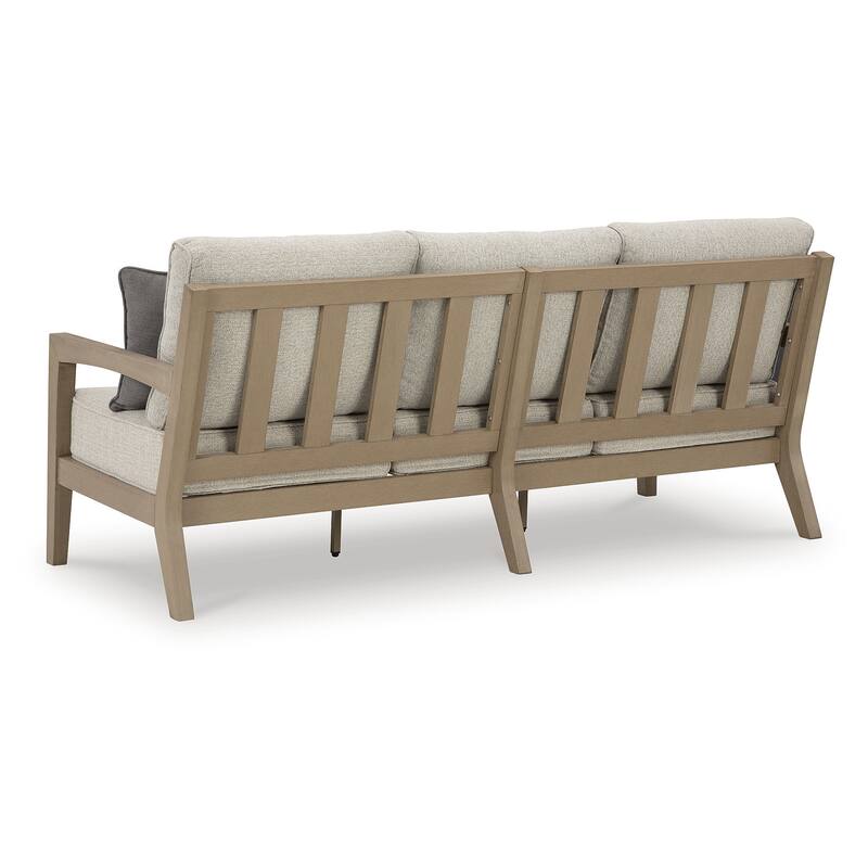 Signature Design by Ashley Hallow Creek Driftwood Outdoor Sofa with Cushion - 75.88" W x 36.5" D x 37" H