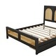 preview thumbnail 6 of 11, Rattan Design Full Wingback Bed Wood Storage Platform Bed with Headboard, 2 Drawers and Footboard, No Box Spring Required, Black