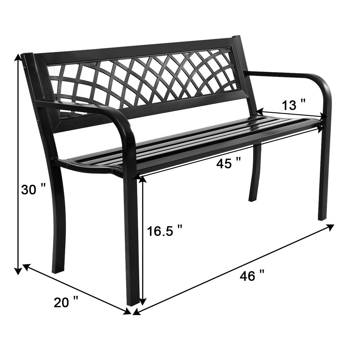 Costway Patio Park Garden Bench Porch Path Chair Outdoor Deck Steel On Sale Overstock 16738368