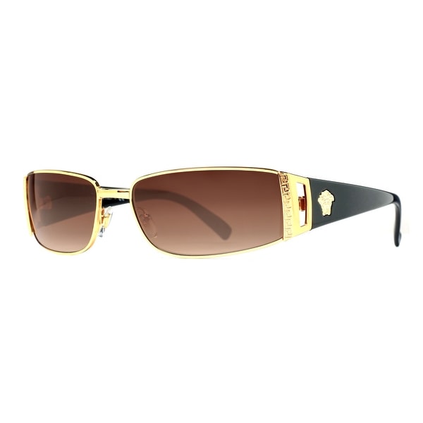 Versace VE 2021 100213 Gold/Brown Gradient Rectangular Wrap Sunglasses - Gold/Black - 60mm-15mm-130mm