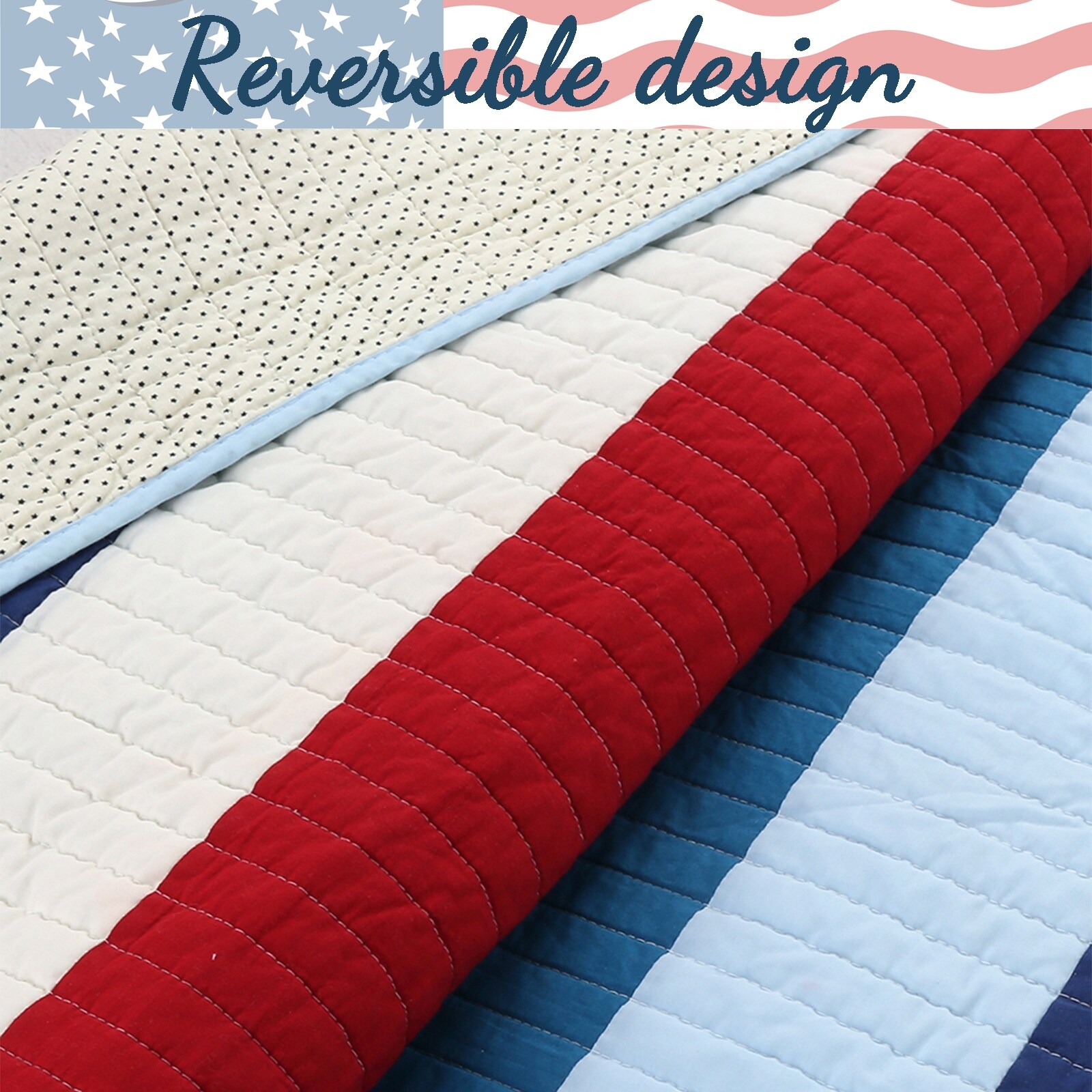 как выглядит Cozy Line Ressler Stripe Reversible Cotton Quilt Bedding Set фото