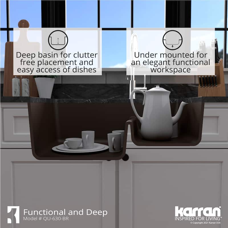 Karran Undermount Quartz Double-bowl Kitchen Sink