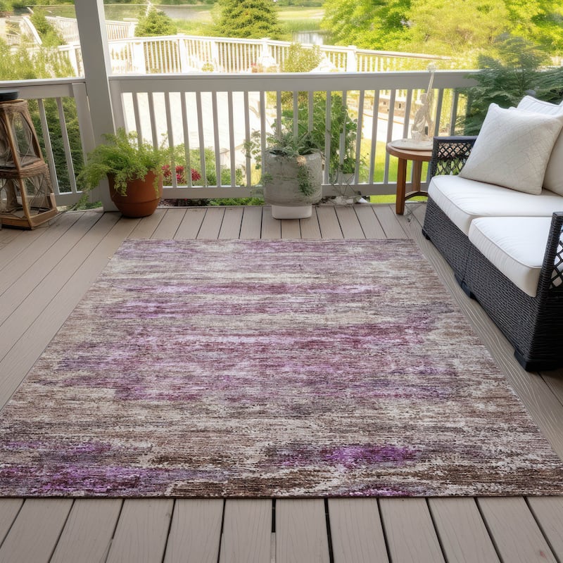 Machine Washable Indoor/ Outdoor Ombre Solid Chantille Rug
