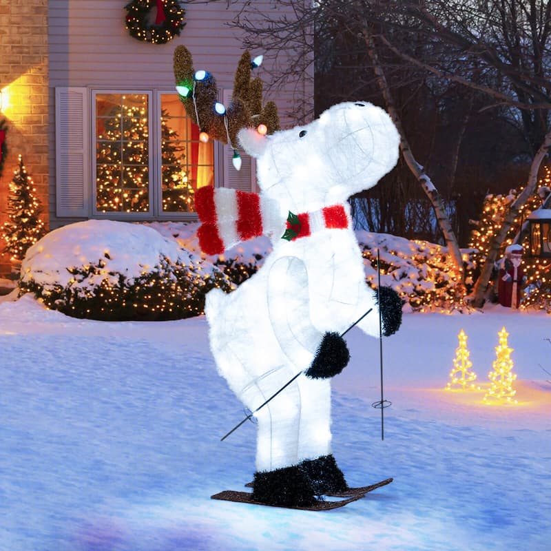 Costway 44” Animated Christmas Reindeer with 12 Colorful Lights & 98 - as pic shows - See Details - as pic shows - See Details - overstock.com/bedbathandbeyond.com