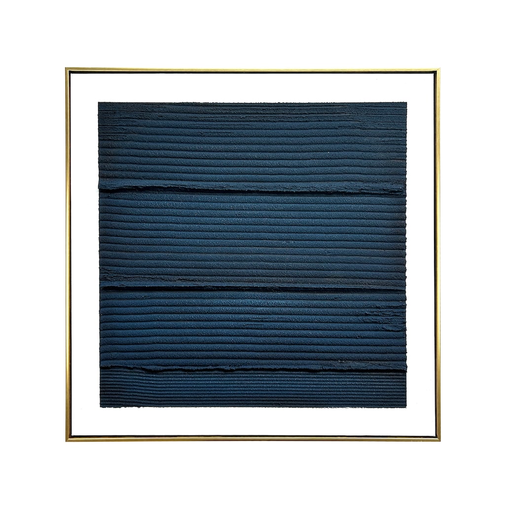 "Midnight Waves" Abstract Hand Painted Floating Framed Wall Art Print, 30x30 Inches by Gallery 57