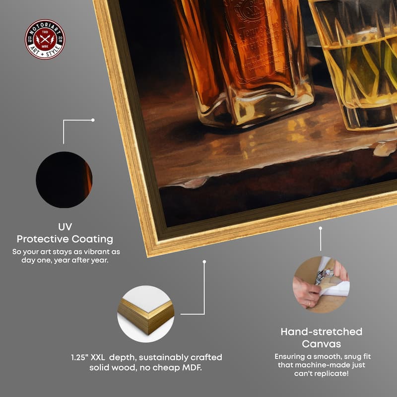 Notoriart Whiskey And Vintage Hat Framed Bar Cart Art For Men
