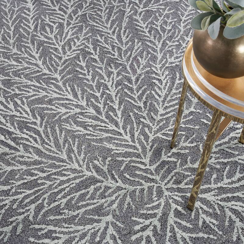 Michael Amini Star Contemporary Textured Botanical Abstract Glam Area Rug