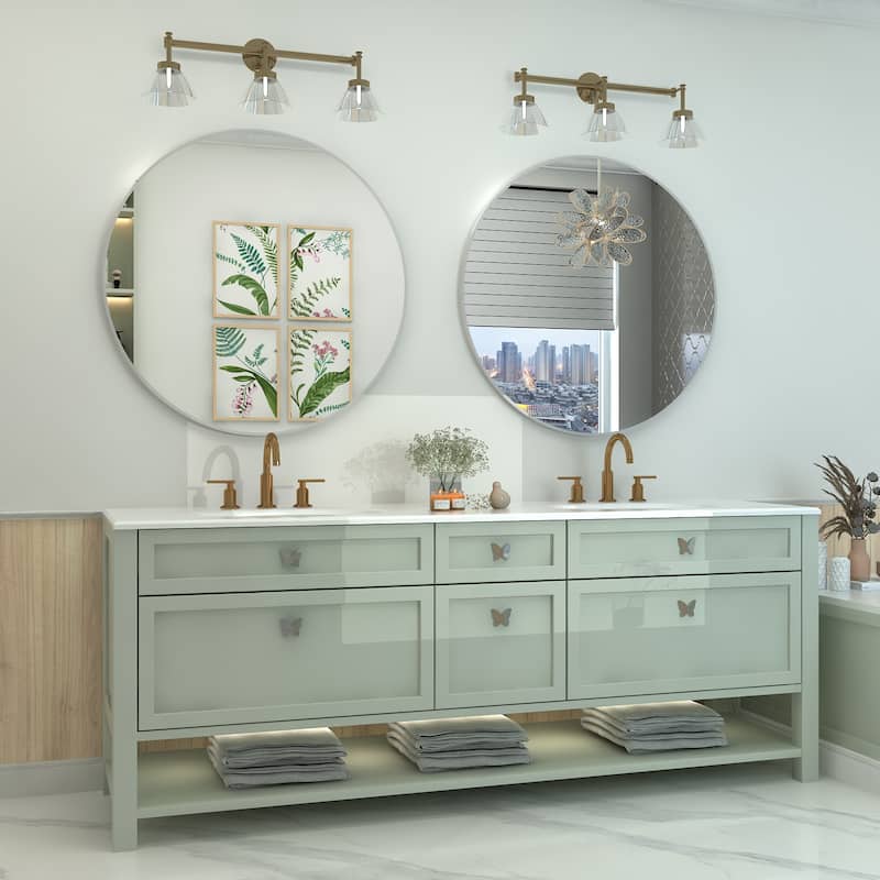 KIOTEE Full Length Round Aluminum Alloy Framed French Cleat Mounted Wall Decor Bathroom Vanity Mirror with 5-Year Warranty