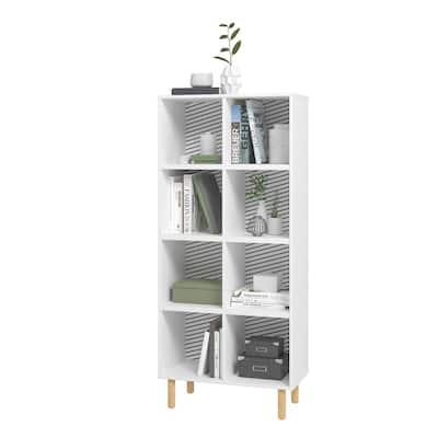 Essex 60.23 Double Bookcase with 8 Shelves in White and Zebra