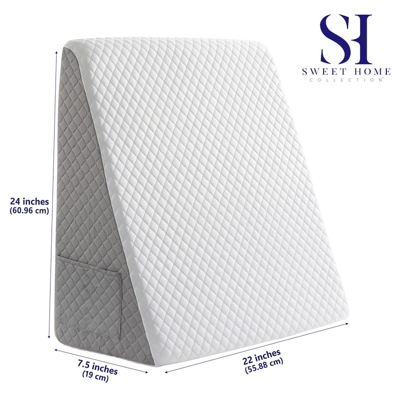 Bed Wedge Pillow Acid Reflux, Washable Cover, Memory Foam 22" x 24" x 7.5"