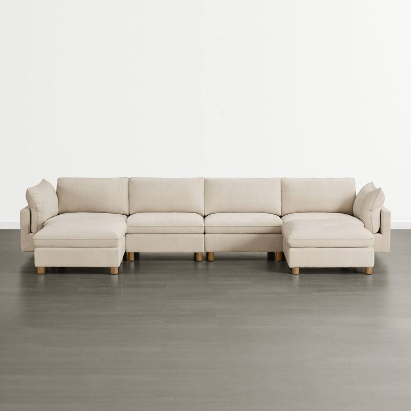 Spruce & Spring Modular Cloud Couch Sofa with Wood Legs for Living Room