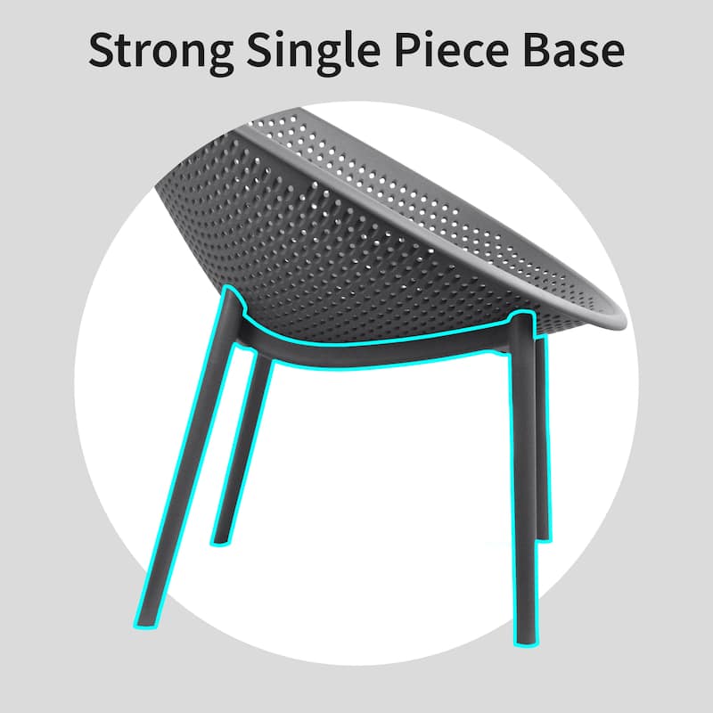 Mid-Century Modern Plastic Lounge Chair Plastic Legs with Breathable Perforated Egg Shaped Seat for Indoor/Outdoor Use