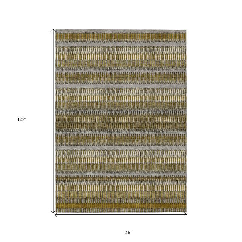 HomeRoots Striped Transitional Rectangle Outdoor Rug