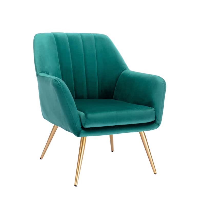 Porthos Home Hania Dining Chair, Velvet Upholstery, Gold Chrome Legs - Green