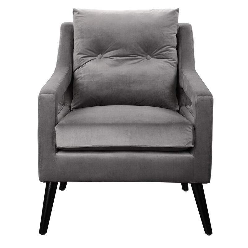 35" Gray and Black Scandinavian Button Tufted Armchair with Cushion