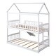 preview thumbnail 1 of 20, Multifunctional Twin Over Twin Bunk Bed with Slide and Ladder,House Bed with Roof White
