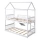 preview thumbnail 1 of 10, Twin Over Twin Bunk Bed with Slide, House Bed with Slide,Maximized Space Saving White