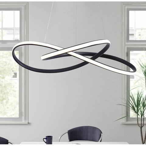 Modern 1-Light Hanging Lamp Wavy Line LED Pendant Light Fixture Linear Ceiling Light