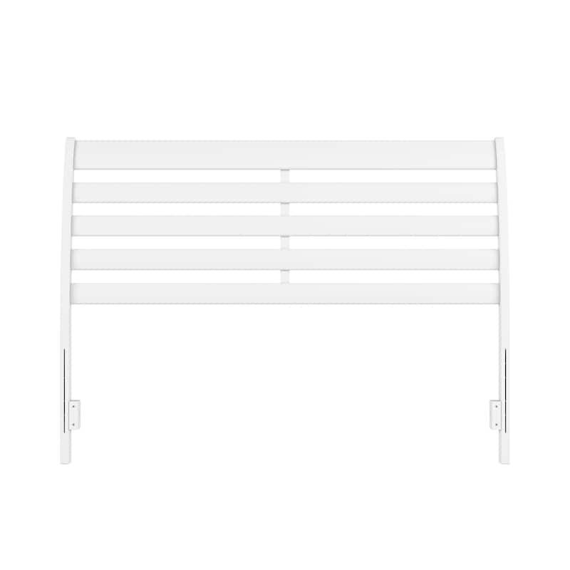 Solid Wood Headboard - French Country Style Bed Frame with USB Charger - White Finish