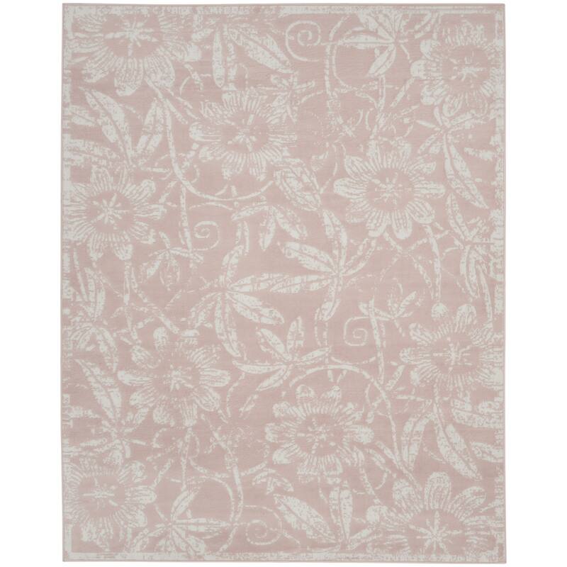 Power Loomed Distressed Floral Traditional Non Skid Stain Resistant Area Rug - 138' X '100' X '0.39