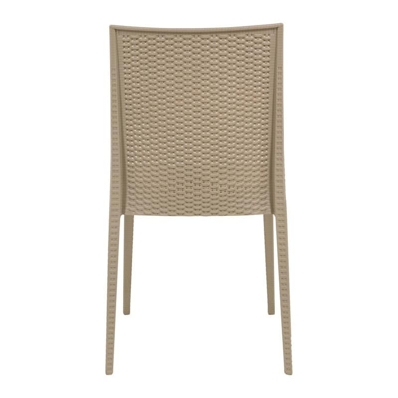 Outdoor Patio Dining Chairs, Set of 4 Stackable Polypropylene Chairs with Woven Design for Garden, Deck, or Pool