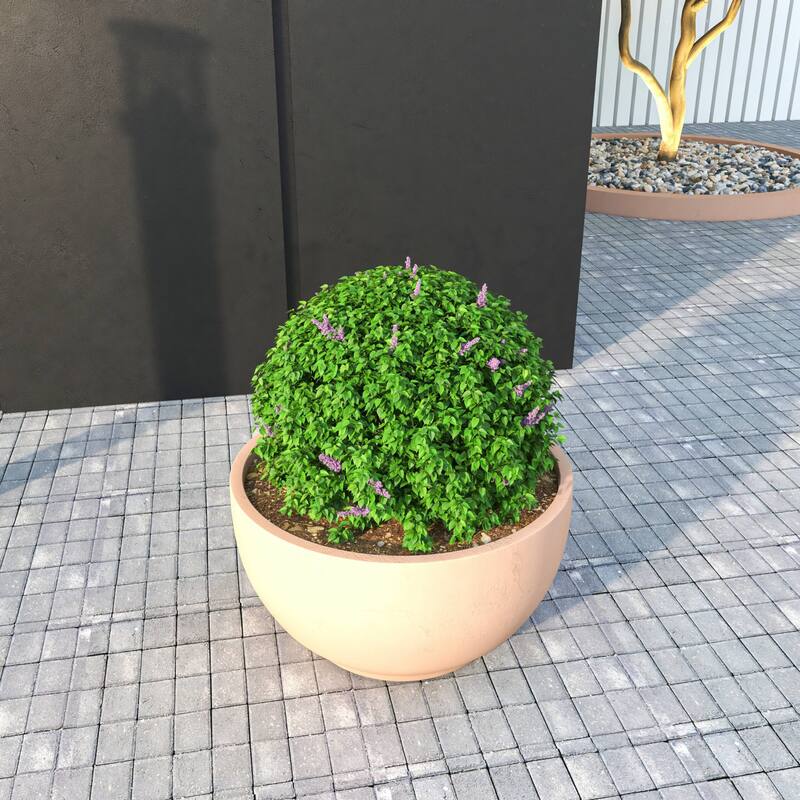 Grove Modern Round Fiberstone and MgO Clay Plant Pot with Drainage Holes for Indoor & Outdoor Home Office Yard Patio Decor