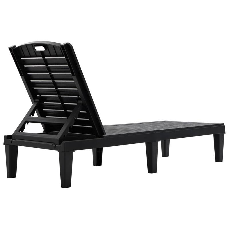 2-Piece Outdoor Chaise Lounges Resin Pool Lounge Chairs Black