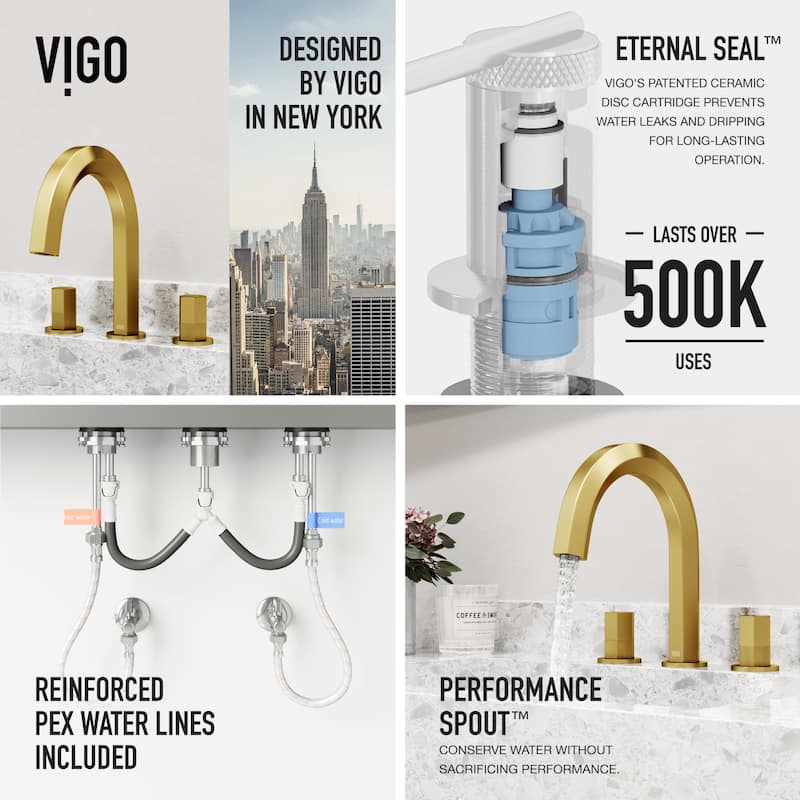 VIGO Hart 9" H 2-Handle Widespread Bathroom Faucet