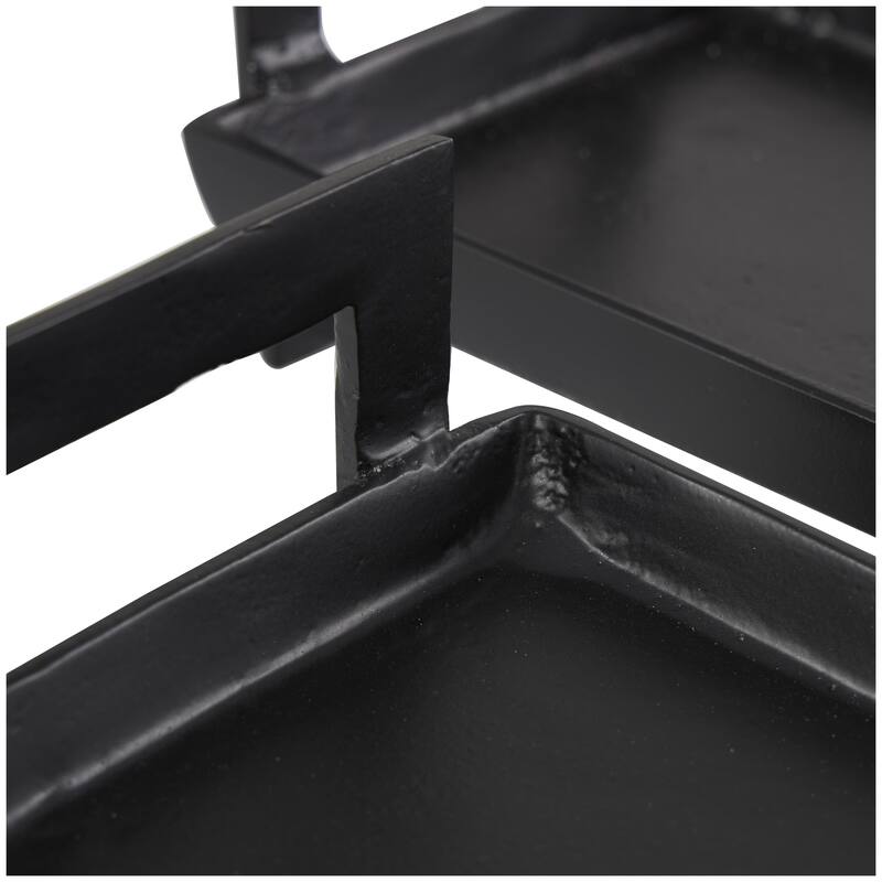 Aluminum Metal Nesting Living Room Decor Tray with Black or Gold Metal Handles - Set of 2 Black or Brass - Roche River Decor