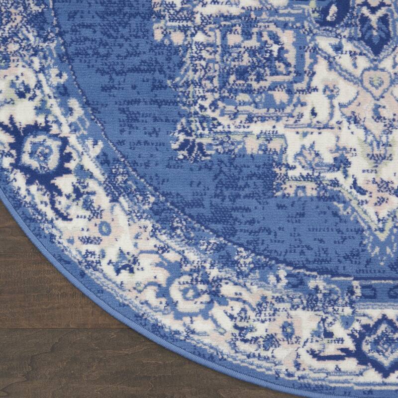 Guqo Power Loomed Geometric Floral Stain Resistant Area Rug By HomeRoots - 96' X '96' X '0.39