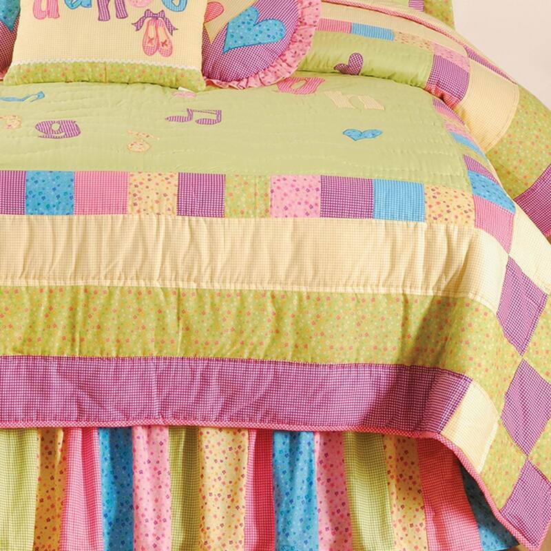Dance, Laugh, Sing Full/Queen Quilt 100% Cotton Lightweight Machine Washable Reversible Bedspread Coverlet