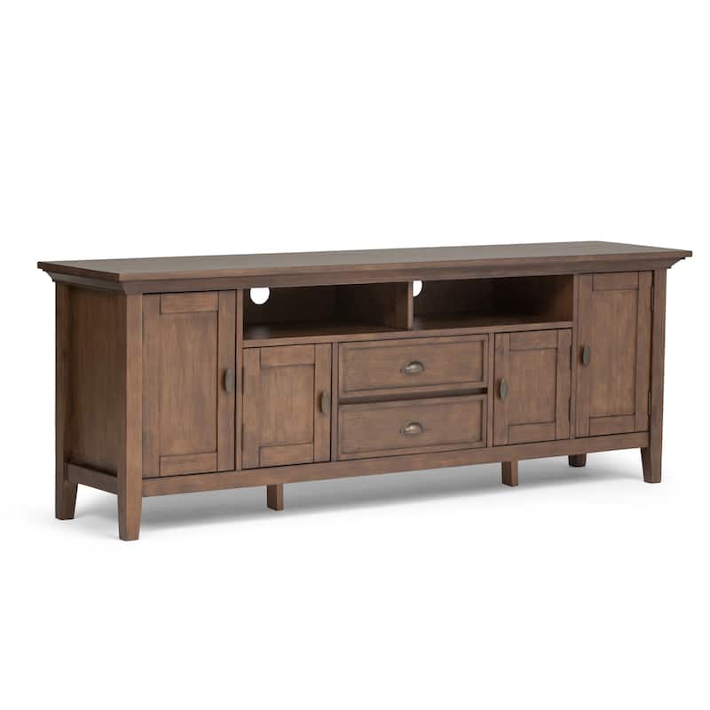 WYNDENHALL Mansfield SOLID WOOD 72 inch Wide Transitional TV Media Stand For TVs up to 80 inches - 72'' W x 16.5'' D x 26'' H