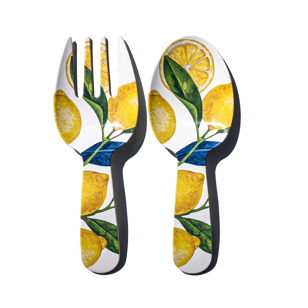 Abode Homewares Lemon Orchard Melamine Serving Utensils - Yellow - Set of 2